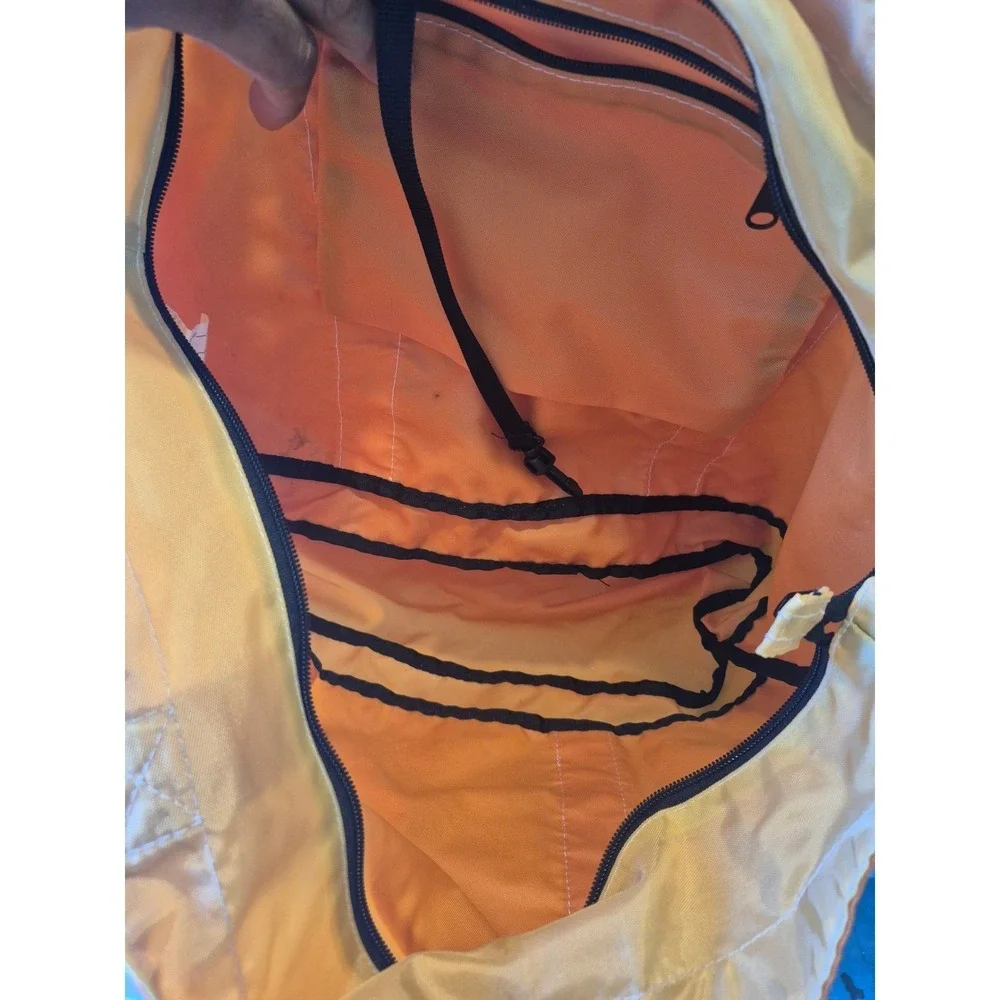 LL Bean Everyday Lightweight Tote Bag Orange Yellow Colorblock Zip Top CNLP1117